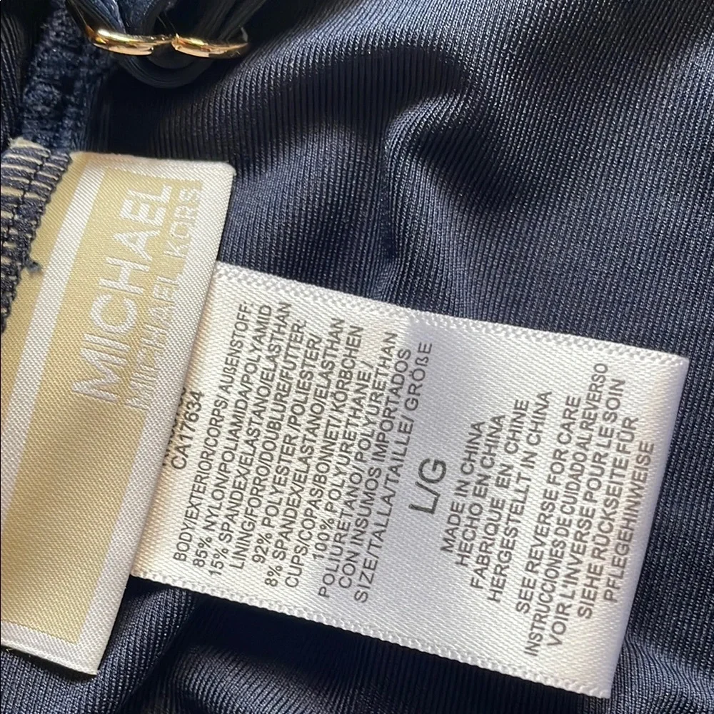 Michael Kors Blue Asymmetrical Cut Out Tank Top